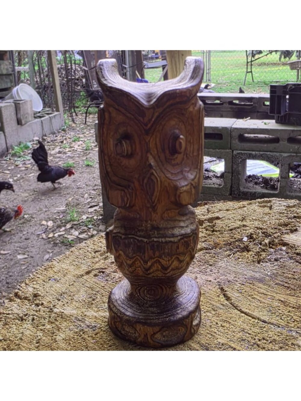 Vintage Witco Style Carved Wood Owl Sculpture 5"